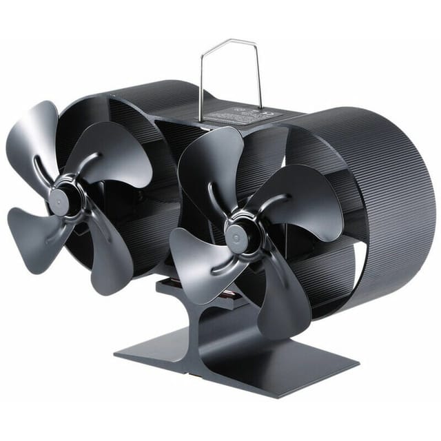 8-flügeliger, Doppelseitiger Kaminofenlüfter, Kleiner Kamin-/holzofen-/kugelofenlüfter, Kaminlüfter Ohne Thermometer