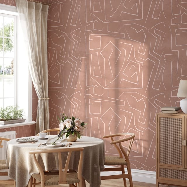 Selbstklebende Tapete Geometrisches Design Rosa Und Weiß Graffiti