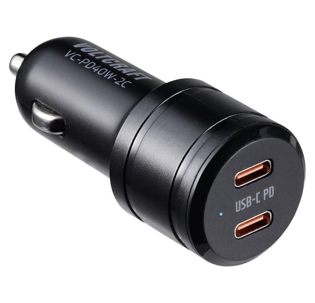 Voltcraft - Vc-pd40w-2c Usb Ladegerät 40 W 2x Usb-c® Usb Pd Schwarz Kfz Usb Power Delivery (usb-pd)