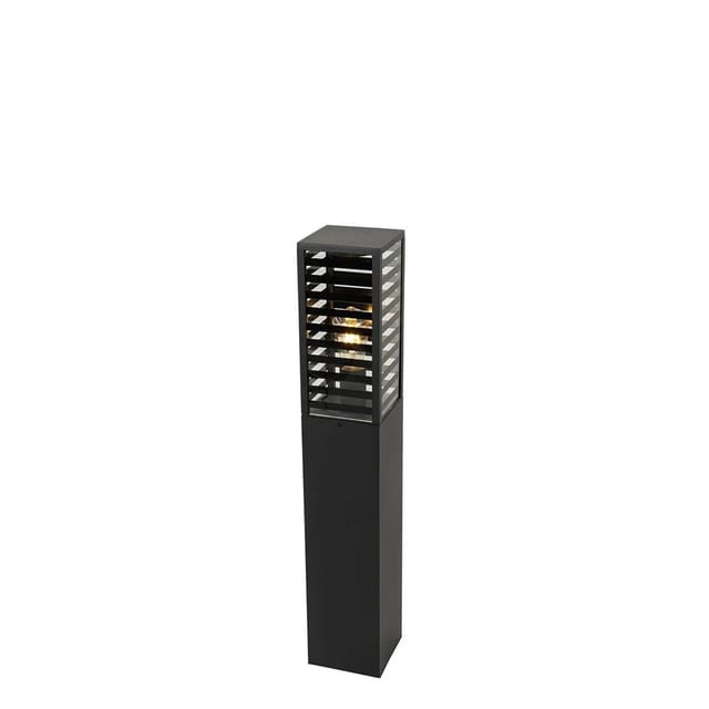 Qazqa - Moderne Stehende Außenleuchte Schwarz Mit Rauch 80 Cm Ip44 - Reims