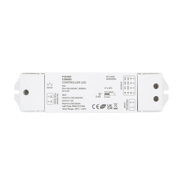 Controller Dimmer Für Led-streifen Einfarbig/cct/rgb 220-240v Ac Kompatibel Mit Taster Und Rf-fernbedienung Rgb