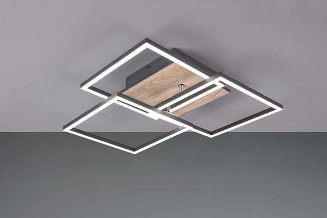 Reality Leuchten - Led Deckenleuchte Mobile Holzdekor Dimmbar & Lichtfarbe Einstellbar, Breite 42cm