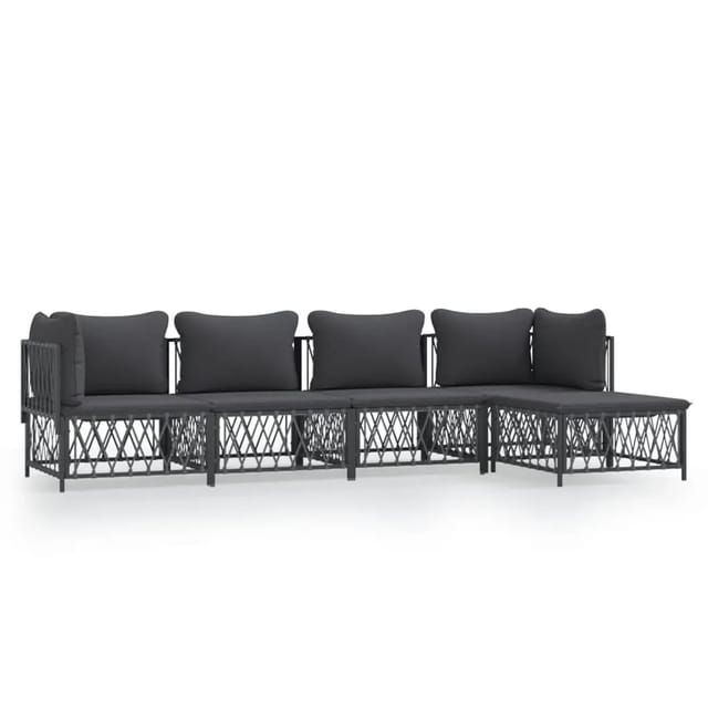 5-tlg. Garten-lounge-set Mit Kissen Anthrazit Stahl Vidaxl