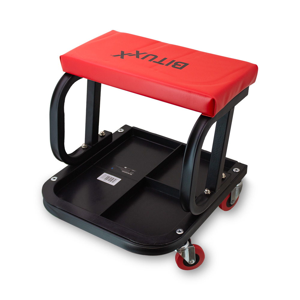 Werkstatthocker Werkstattsitz Arbeitshocker Rollhocker Mit Rollen Und Ablagen (rot)