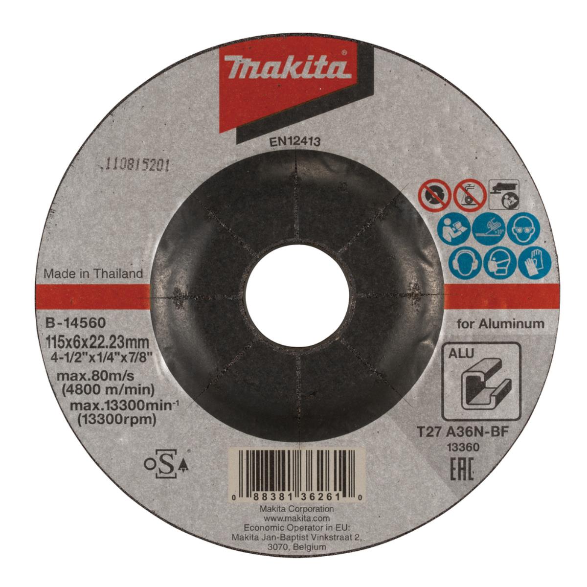 Makita Schleifscheibe Aluminium 115x6x22,23 Mm B-14560