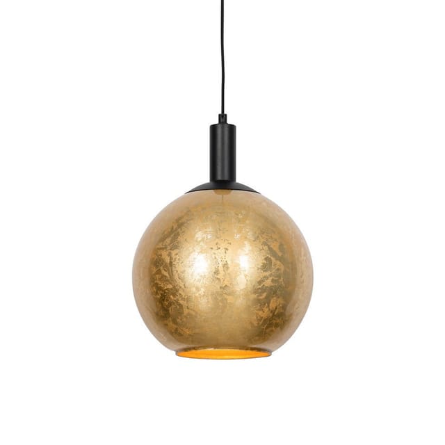 Design-hängelampe Schwarz Mit Goldenem Glas – Bert