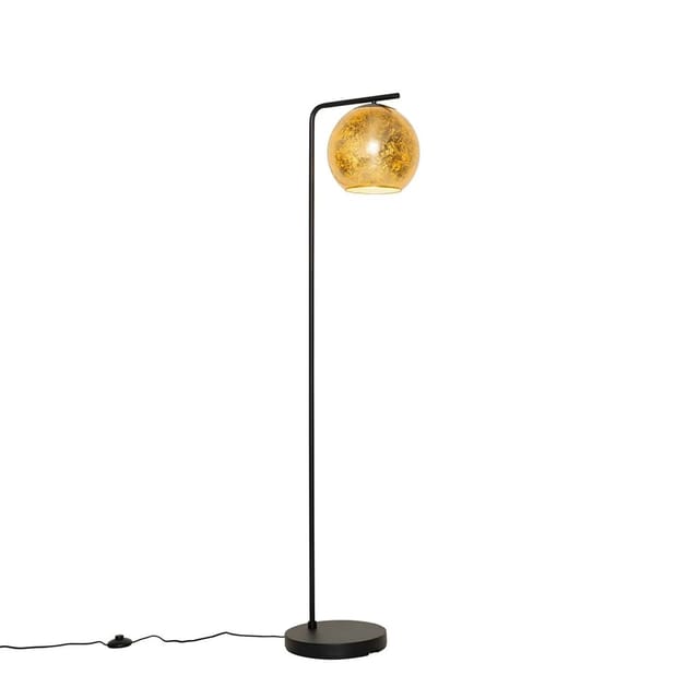 Design-stehleuchte Schwarz Mit Goldenem Glas - Bert