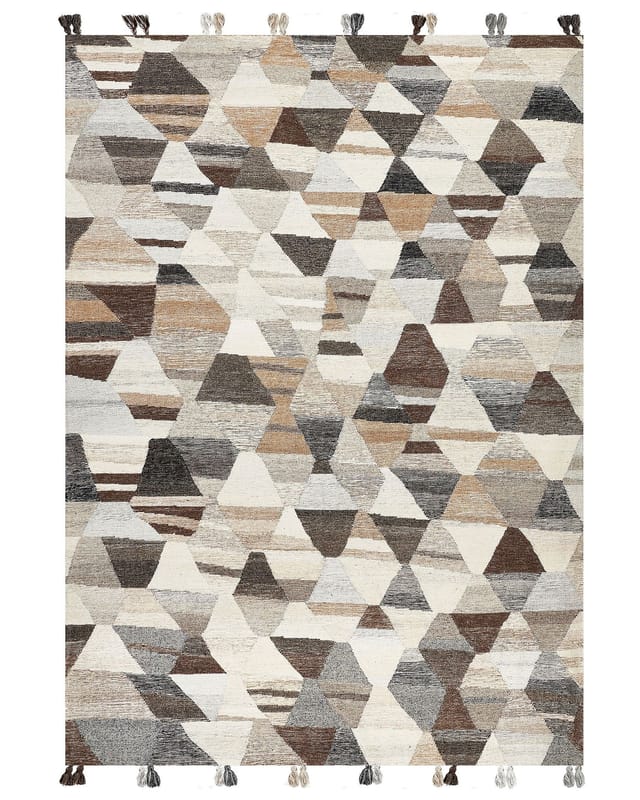 Kelim-teppich Mehrfarbig Wolle Und Baumwolle 200 X 300 Cm Mit Quasten Geometrischem Muster Patchwork Handgewebt Boho Fußbodenheizung Geeignet