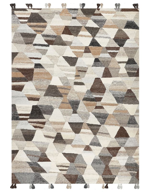 Kelim-teppich Mehrfarbig Wolle Und Baumwolle 160 X 230 Cm Mit Quasten Geometrischem Muster Patchwork Handgewebt Boho Fußbodenheizung Geeignet