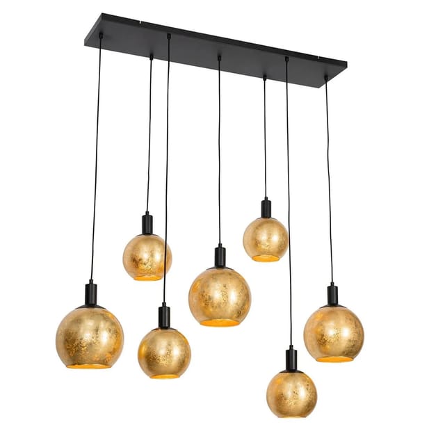 Design-hängelampe Schwarz Mit Goldglas 7-flammig - Bert