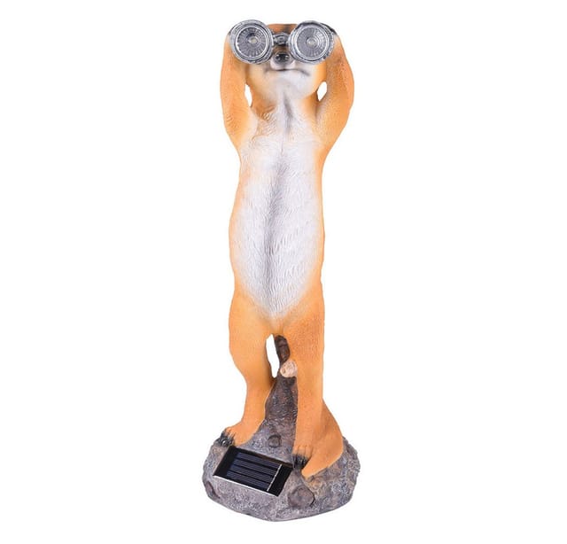Gardenpleasure - Solarleuchte Erdmännchen Gartenfigur Dekoleuchte Balkonleuchte Terrasse, Ip44, Akku, Braun Weiß, 1x Led, Hxlxb 39,5x13x12 Cm