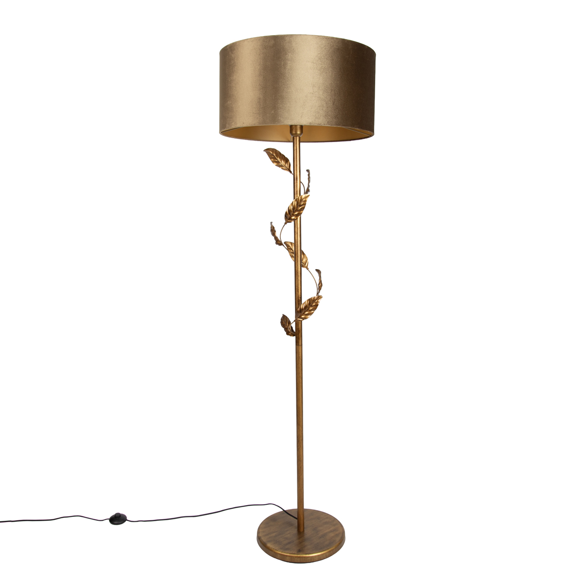 Qazqa Stehleuchte Gold Mit Bronzefarbenem Schirm Und Goldener