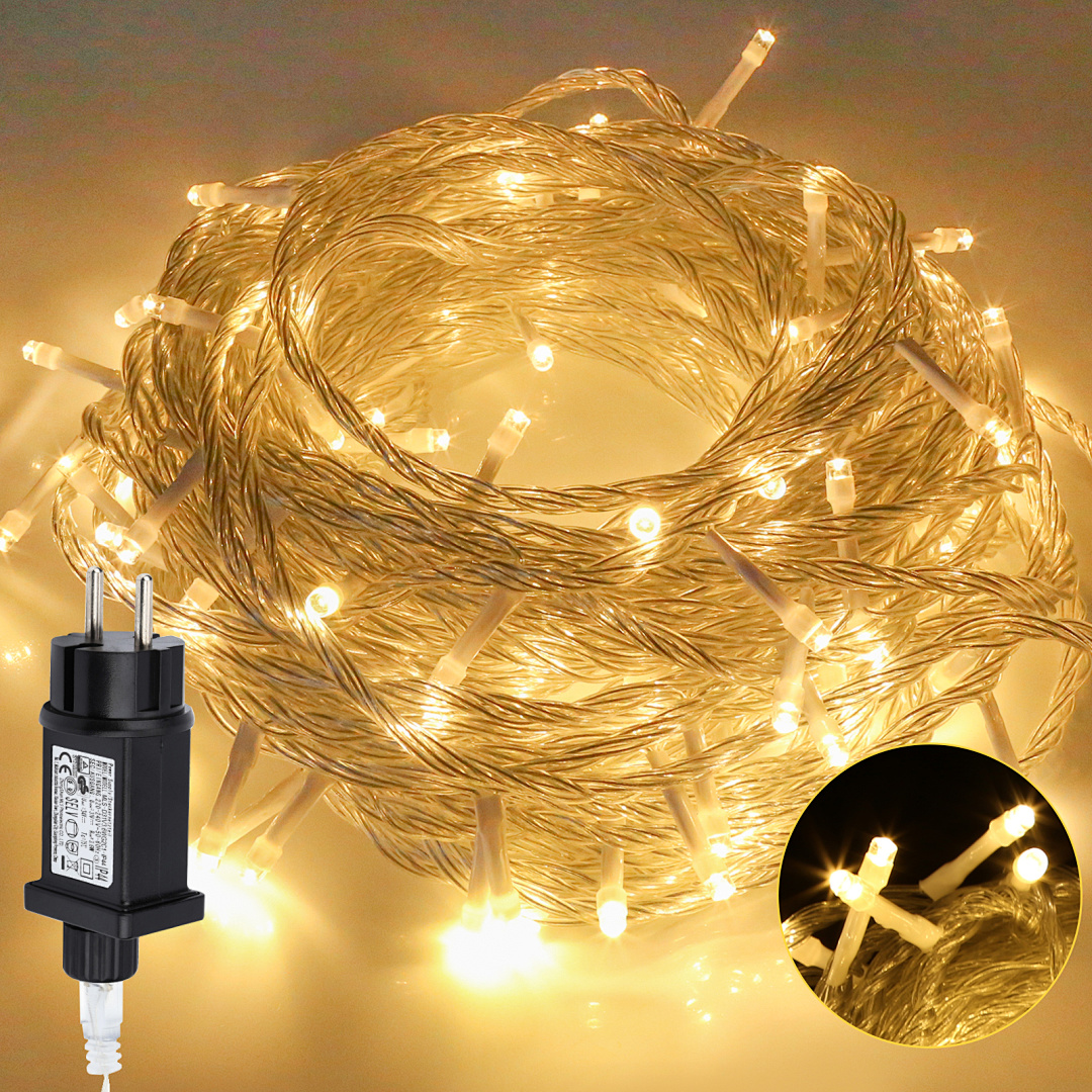 Randaco 200m 1000 Led Lichterkette Eisregen Led-lichtervorhang Weihnachtsbaumbeleuchtung Weihnachtsbeleuchtung Innen Außen Deko 8 Modi Warmweiß