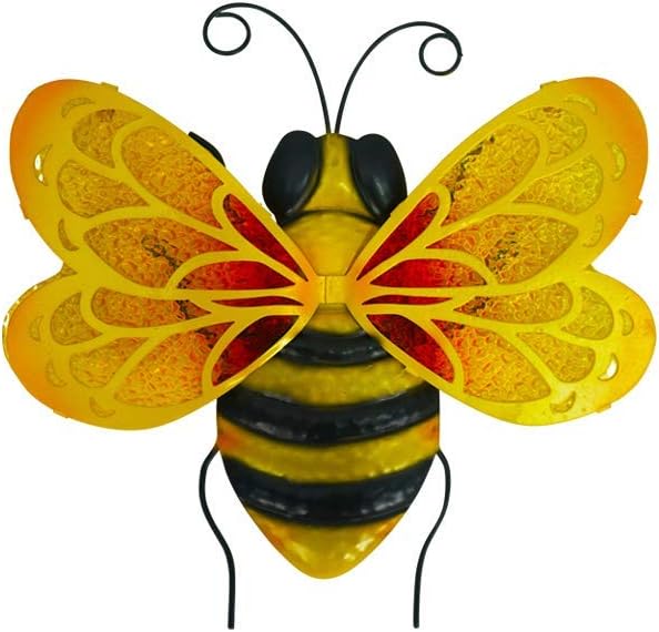 Wanddekoration In Bienenform Aus Metall – Hängende Wanddekoration Aus Metall Und Glas – Hängende Innendekoration Für Garten, Terrasse, Wohnzimmer