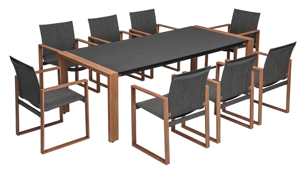 Set Duisburg Gartenmöbel Für 8 Personen Tische Und 8 Sitze Antarktis / Braun