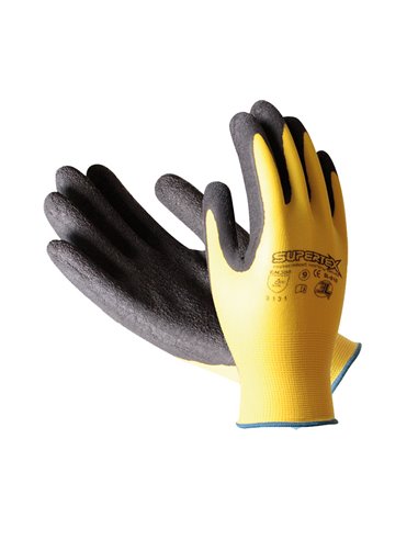 3l - Landwirtschaftshandschuh Aus Nylon Und Latex Mit Gelber Supertex-handfläche T-8sl-01