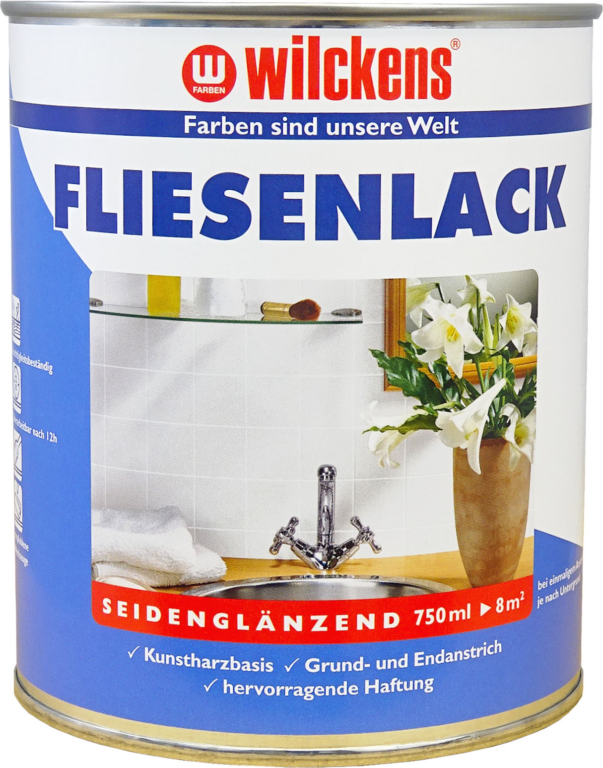Wilckens Aqua-pu-fliesenlack Weiß Seidenmatt 0,75l 11992500050
