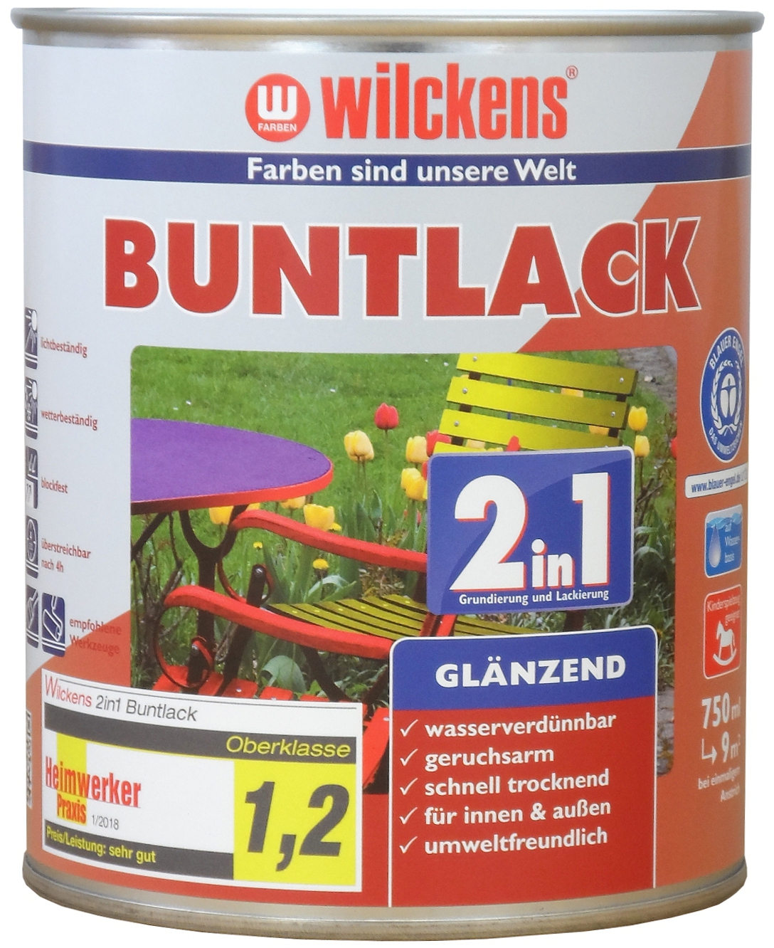 Wilckens Buntlack 2in1 Ral7016 Anthrazitgrau Glänzend 0,125l 10471600010