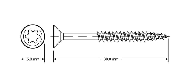 Primaster - Spanplattenschrauben Tx25 Ø 5,0 X 80 Mm 45 Stück Spanplattenschrauben