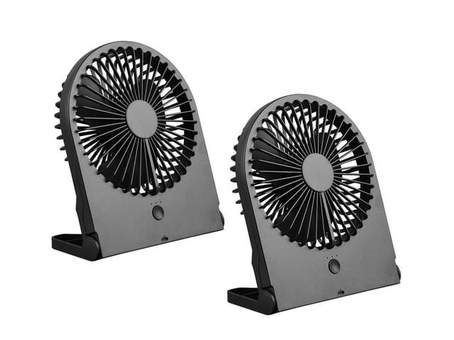 Setpoint - Schreibtisch Ventilator 2er Set, 3 Stufen, Schwarz Höhe 23cm Akku Usb-c Anschluß
