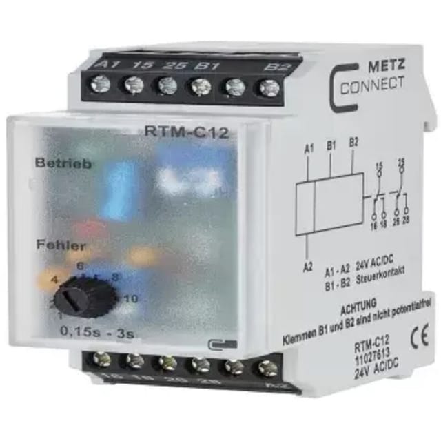 Metz Connect 11027613 Rtm-c12 Zeitrelais 24 V/ac, 24 V/dc 1 St. 2 Wechsler