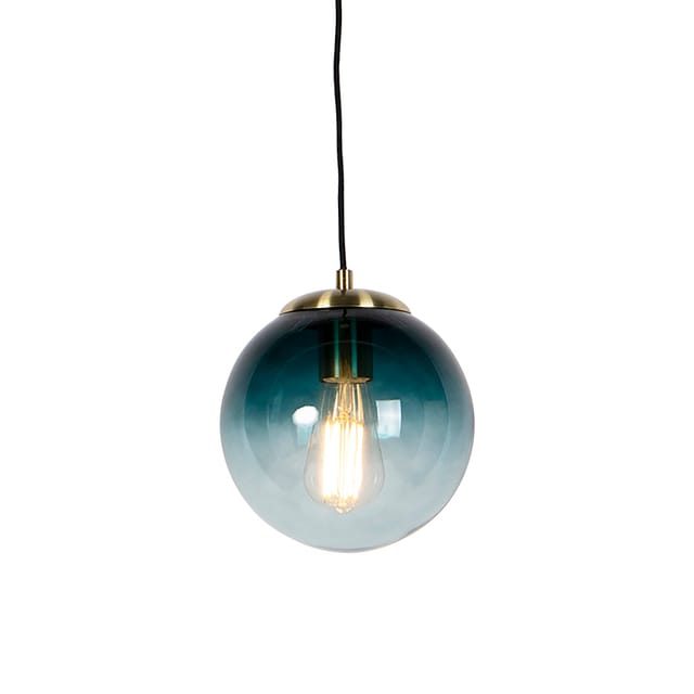 Schicke Hängelampe Aus Messing Mit Ozeanblauem Glas 20 Cm Inkl. Wlan St64 - Pallon