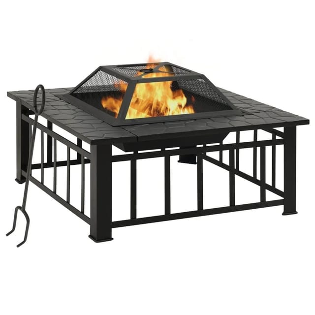 Feuerkorb Mit Schürhaken 79x79x46,5 Cm Xxl Stahl - Vidaxl