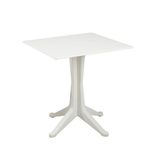 Gartentisch Trani, Feststehender Quadratischer Tisch, Mehrzweck-gartentisch, 100 % Made In Italy, Cm 70x70h72, Weiß