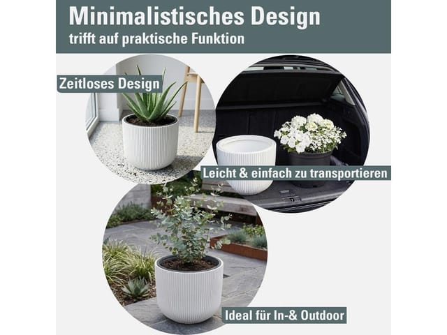 Weißes Pflanzgefäß Mit Behälter, Kollektion Milly, 34,9 X 34,9 X 29 Cm, Fassungsvermögen 22 L.
