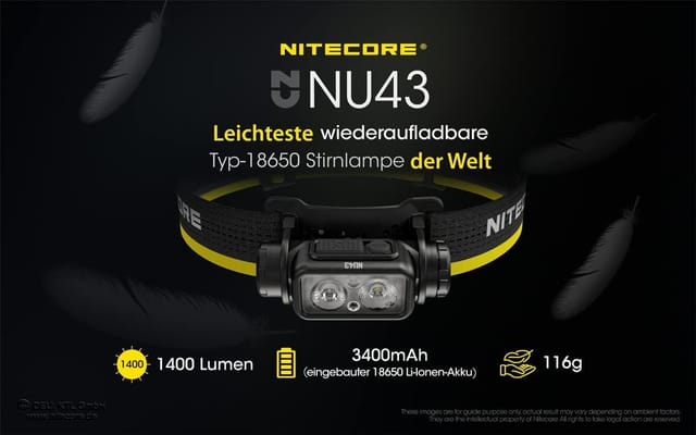 Nitecore Nu43 Led Stirnlampe Akkubetrieben 1400 Lm Nc-nu43