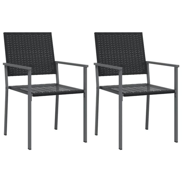 Gartenstühle 2 Stk. Schwarz 54x62,5x89 Cm Poly Rattan Vidaxl