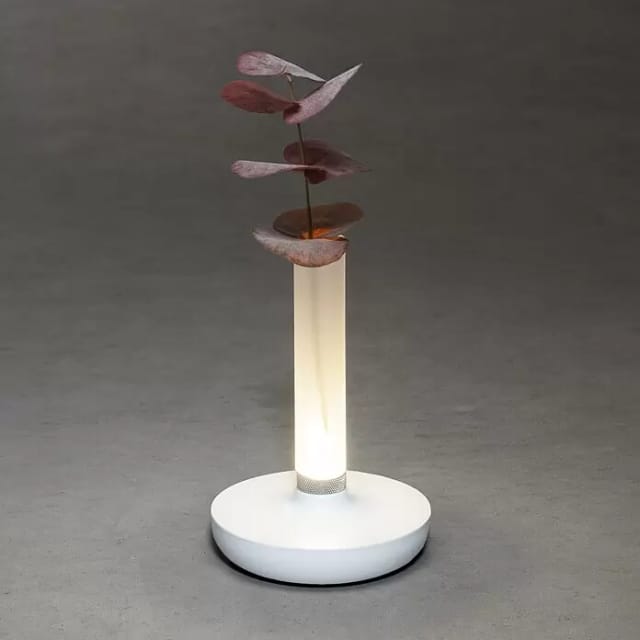 Konstsmide - Led Außentischleuchte Und Blumenvase Biarritz Mit Akkubetrieb, Weiß Höhe 20cm