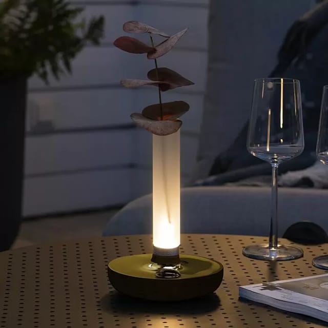 Led Außentischleuchte Und Blumenvase Biarritz Mit Akkubetrieb, Gold Höhe 20cm