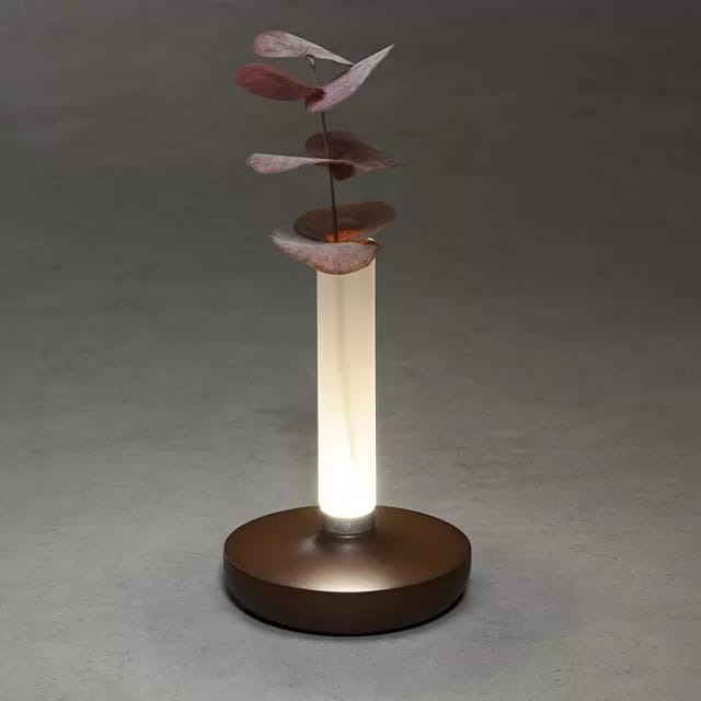 Konstsmide - Led Außentischleuchte Und Blumenvase Biarritz Mit Akkubetrieb, Rost Höhe 20cm