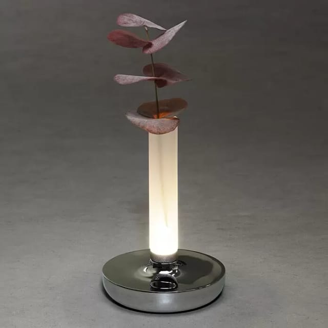 Konstsmide - Led Außentischleuchte Und Blumenvase Biarritz Mit Akkubetrieb, Silber Höhe 20cm