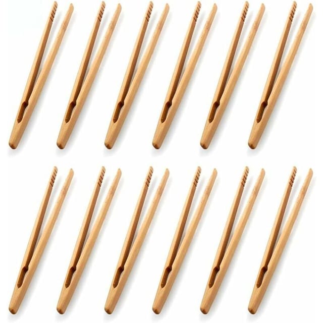 12er-pack Bambus-toastzangen Bambus-küchenzangen Küchenutensilien Zuckersalat Bambuszangen Teezangen Kongfu