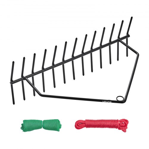 Teichrechen, 610x215x355 Mm, Doppelseitiger Unkrautentfernungswerkzeug, Teichpflanzenschneider Mit 9 M Seil, Befestigungsloch, Kein Zusammenbau Erforderlich, Ideal Für Teich, See, Bach
