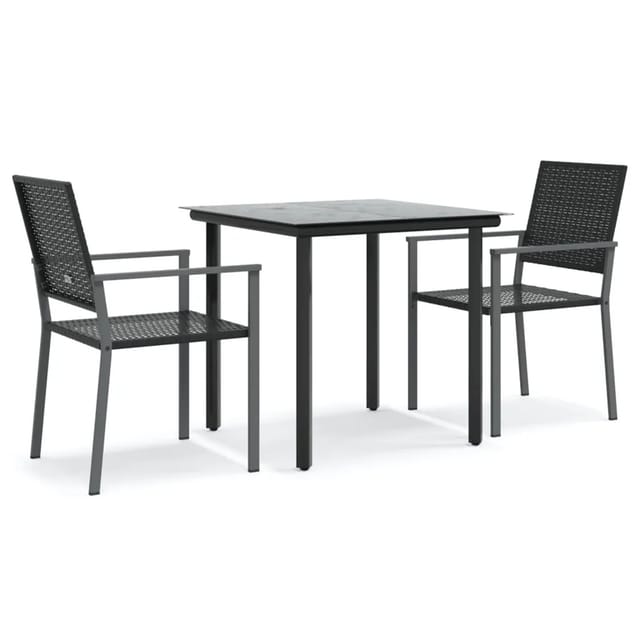 3-tlg. Garten-essgruppe Poly Rattan Und Stahl Vidaxl