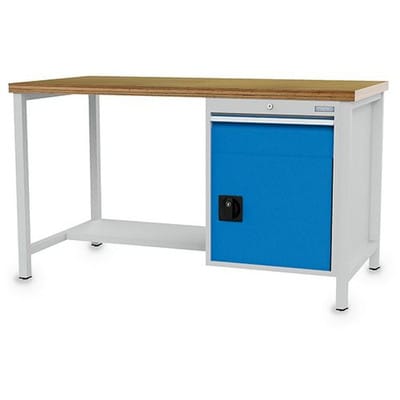 Kastenwerkbank Breite 1500 Mm, R18-24, 1 X Schublade, 1 X Flügeltüre, 1 X Stahlfachboden Halbe Tiefe Maße In Mm (bxtxh): 1500 X 750 X 959