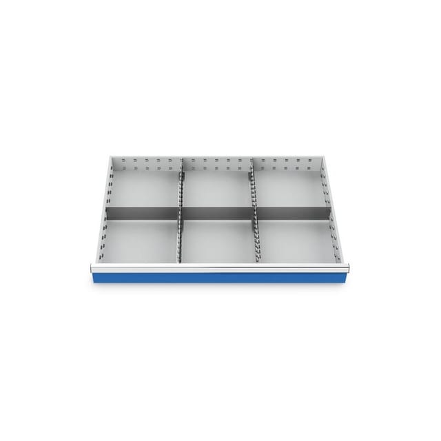 Metalleinteilung Set 5-teilig, R 36-24, Schubladennutzmaß 900 X 600 Mm, Blendenhöhen 100 / 125 Mm Maße In Mm (bxtxh): 900 X 600 X 75