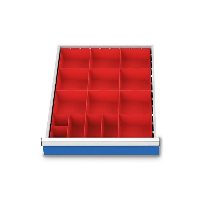 Schubladenunterteilungsmaterial Fronthöhe 75-100 Mm 15 Kleinteilekästen Für Schrankbreite 555 Mm