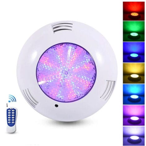 Harzgefüllter Led-poolstrahler, Extraflache, Mehrfarbige, Dimmbare Rgb-unterwasser-poolleuchte Mit 35 W Und Fernbedienung, Abstrahlwinkel 140°, Wasserdichte Led-glühbirne 12 V Ac, Schutzart Ip68, Für