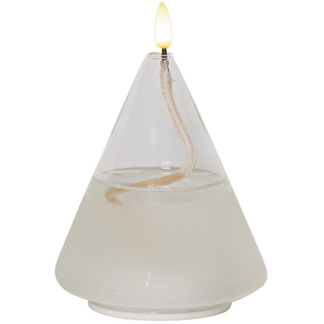 Star Trading - Flamme Float, Kegelform, Glas, Transparentes Wachs, Öllampen Design, Warmweiß, Led, Timer, 15,5 Cm