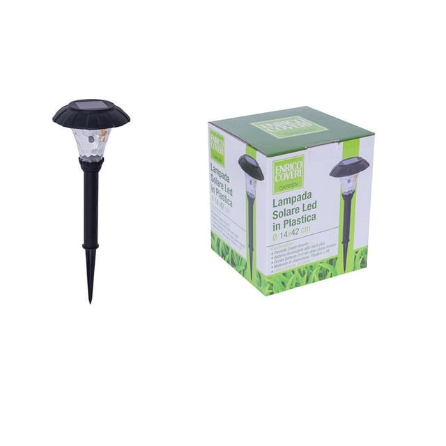 Trade Shop Traesio - Trade Shop - Set 18-teilig Solar-led-lampe Im Kunststoff-gartenstange Schwarz 14x42cm 4125004 -