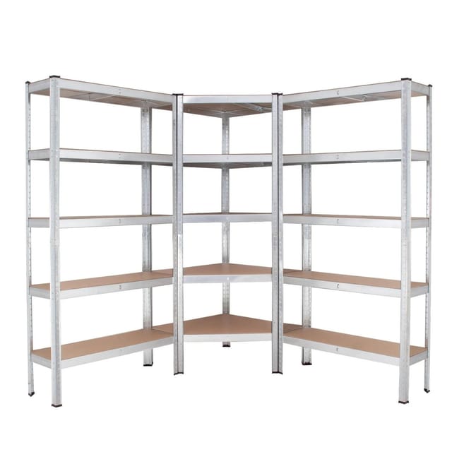 Regalsystem 3-teilig - 1x Eckregal 180x75x75x30x30 Cm & 2x Lagerregal 180x90x30 Cm 2625 Kg