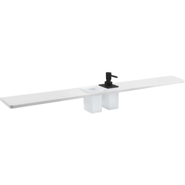 Sapho Abeline - Ablage Mit Seifenspender Und Gläsern, 100 Cm, Weiß Matt/schwarz Ae102-0101-03