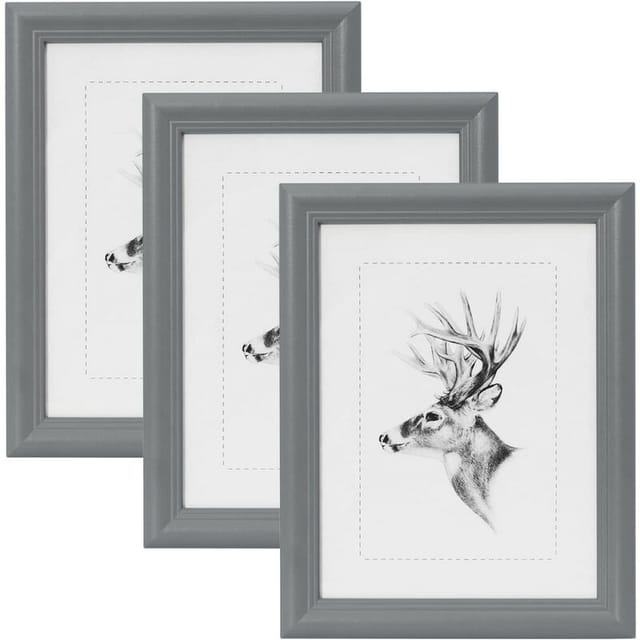 3er Set 30x40cm Bilderrahmen Artos Stil Holz Rahmen Fotogalerie Glasscheibe, Grau - Grau - Woltu