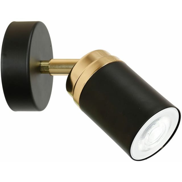 Licht-erlebnisse - Wandspot In Schwarz Gold Gu10 Ø 8 Cm Metall Verstellbar Modern Wohnzimmer