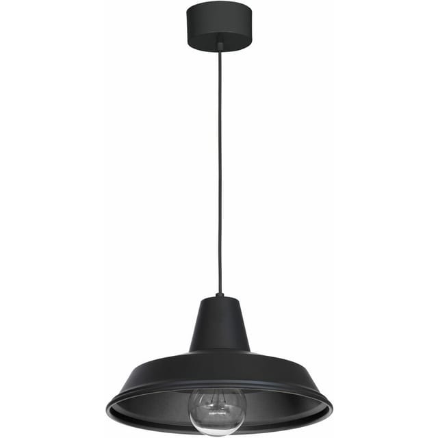 Licht-erlebnisse - Hängelampe Schwarz Ø 36 Cm Vintage Mid Century Design E27 Metall Küchenlampe Esstischleuchte