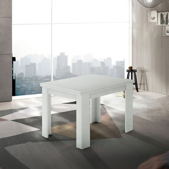 Ausziehbarer Esstisch Konsole Weiß Holz Design 90-180x90cm Jesi Liber Wood